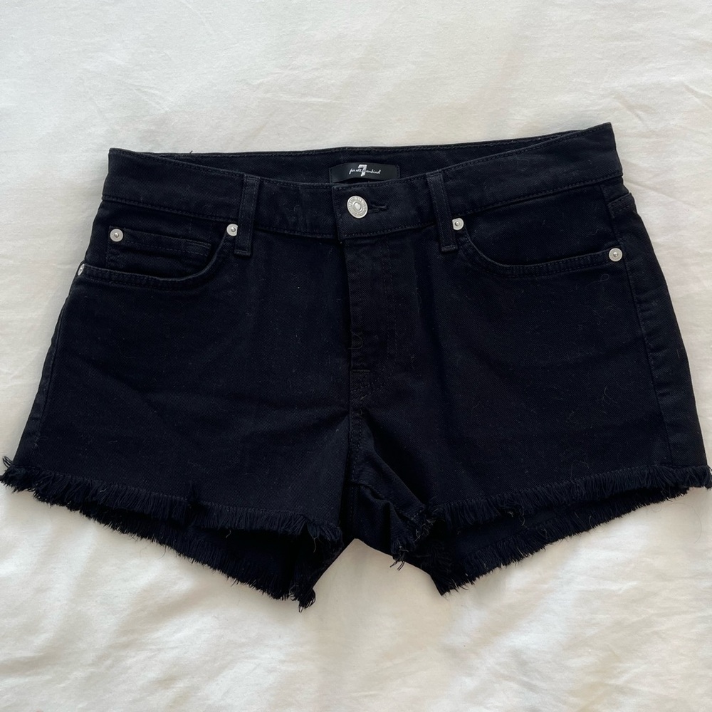 7 For All Mankind Black Denim Shorts